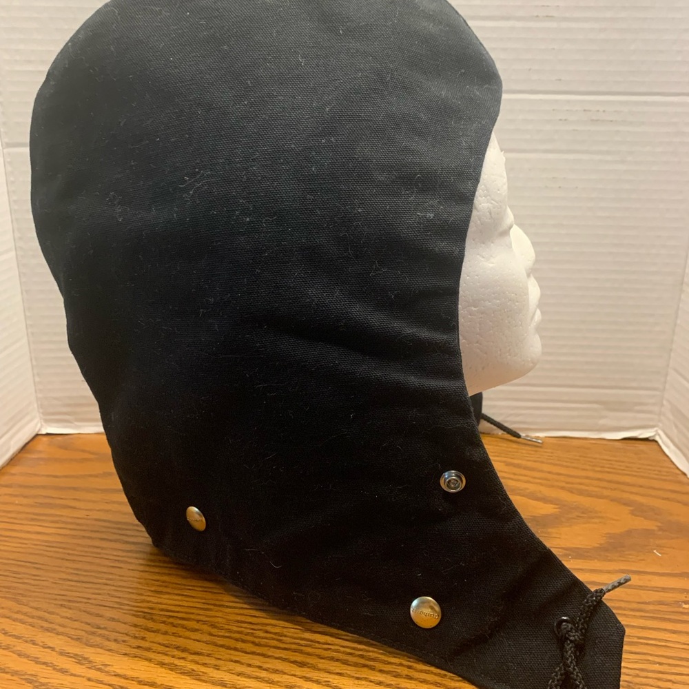 Carhartt Adult Duck Quilt hood Black with Red lining workwear one size Made USA - Picture 3 of 8